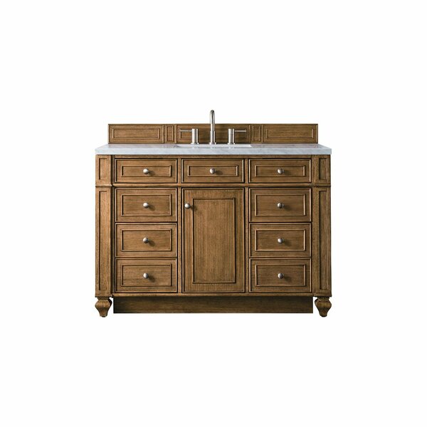 James Martin Vanities Bristol 48in Single Vanity, Saddle Brown w/ 3 CM Arctic Fall Solid Surface Top 157-V48-SBR-3AF